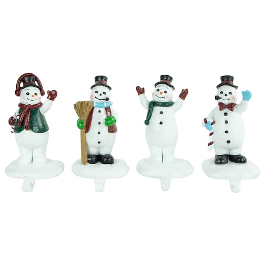 Winter Ready Glitter Snowman Christmas Stocking Holders - 7" - Set of 4 By Northlight in White | Michaels®